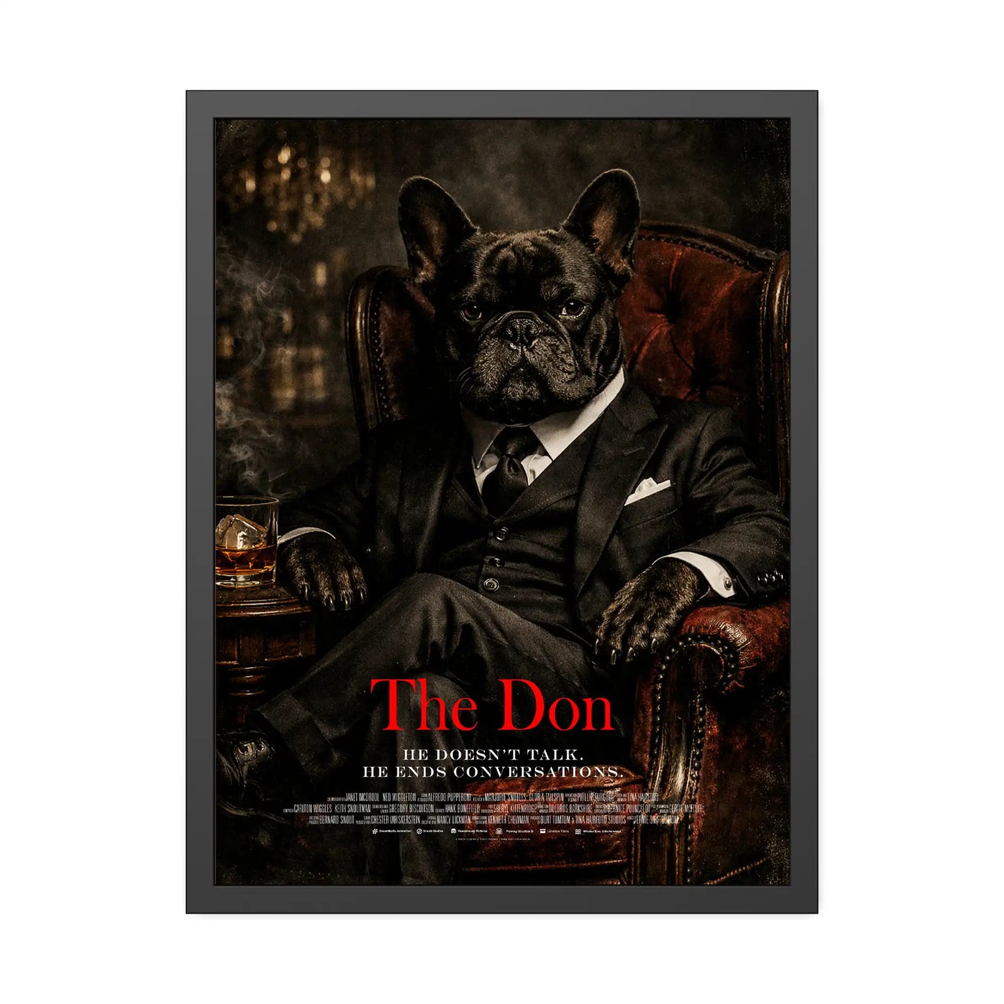 French Bulldog The Don Cinematic Movie Poster, Frenchie Wall Art Print