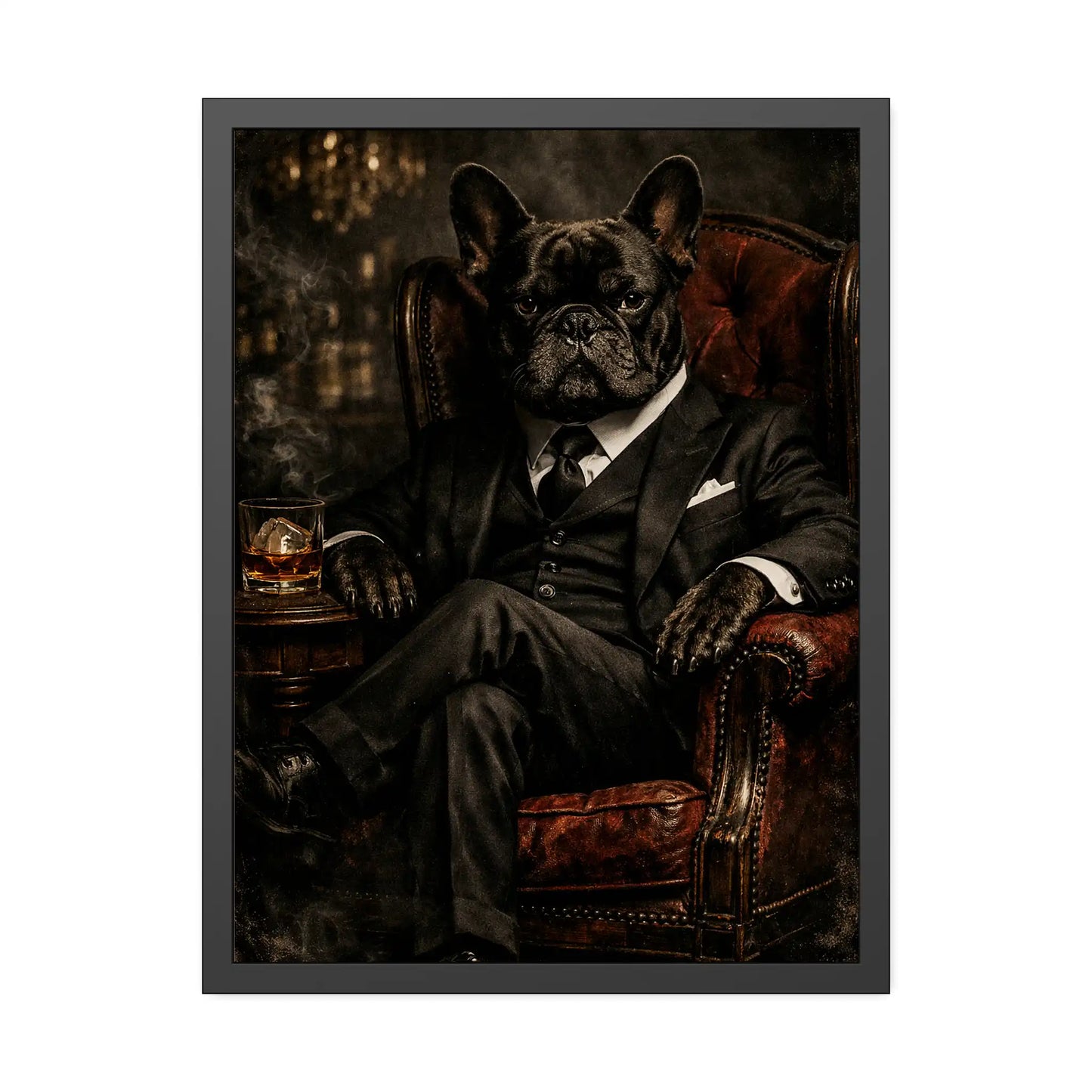 French Bulldog The Don Cinematic Portrait, Frenchie Wall Art Print