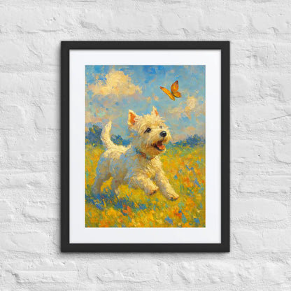 West Highland White Terrier Impressionist Painting | Playful Westie Chasing Butterfly
