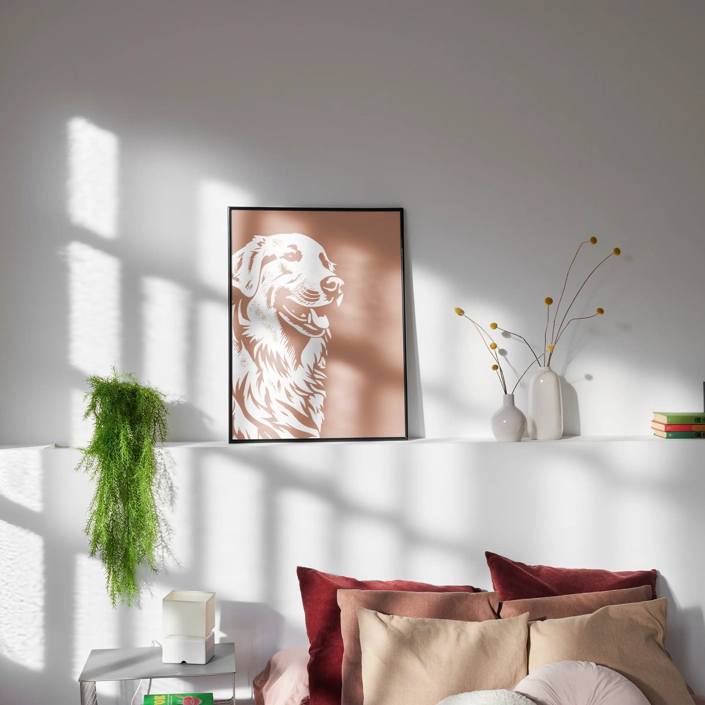 Golden Retriever Minimalist Portrait Wall Art