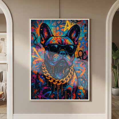 French Bulldog Graffiti Portrait | Street-Art Painting | Urban Wall Art for Dog Lovers