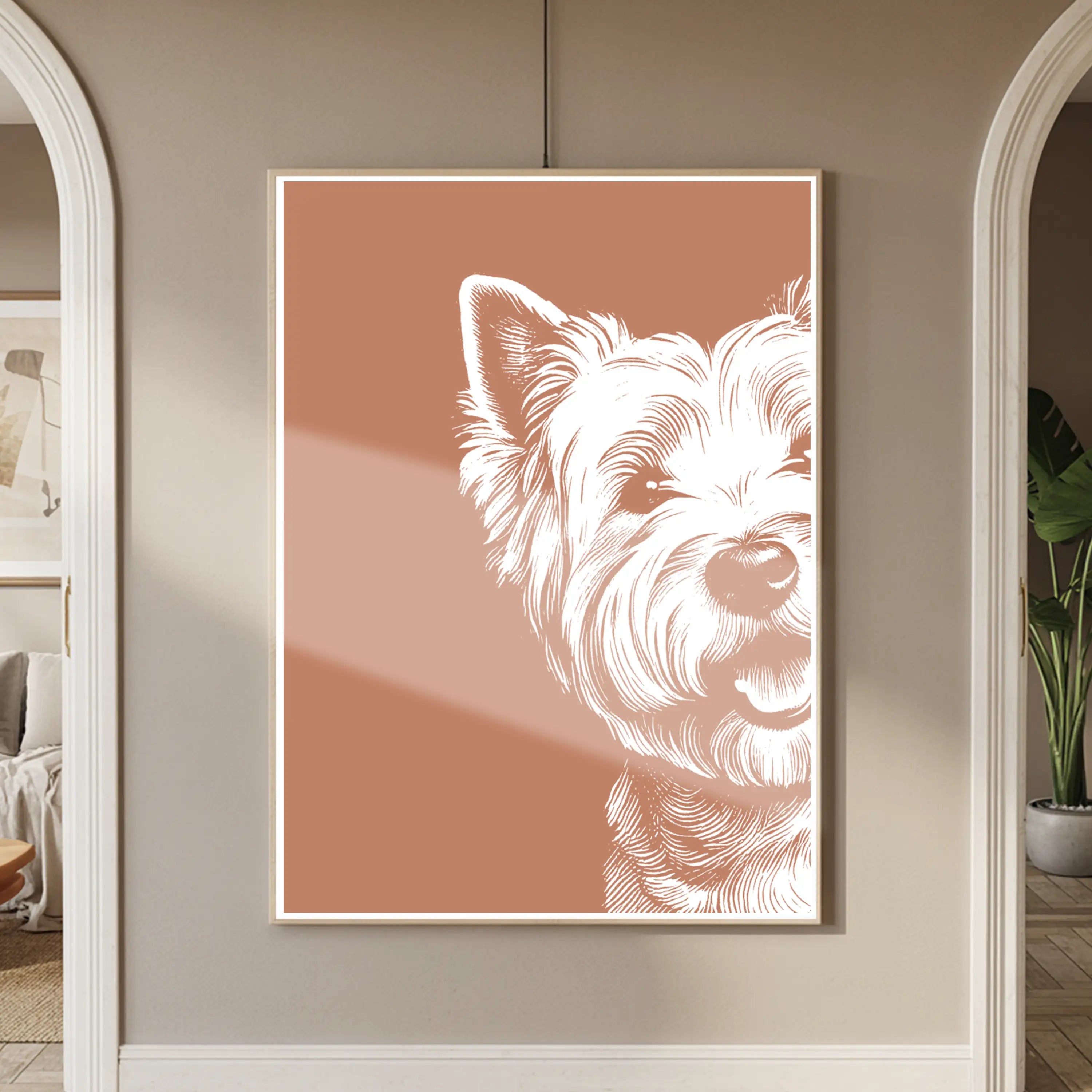 West White Terrier Minimalist Portrait Wall Art