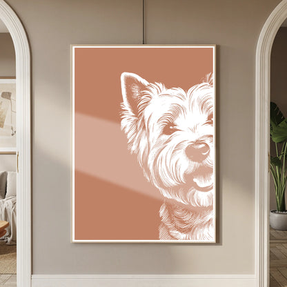 West White Terrier Minimalist Portrait Wall Art
