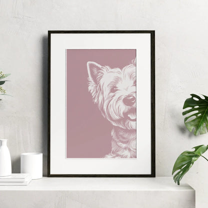 West White Terrier Minimalist Portrait Wall Art