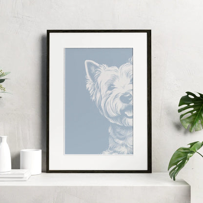 West White Terrier Minimalist Portrait Wall Art