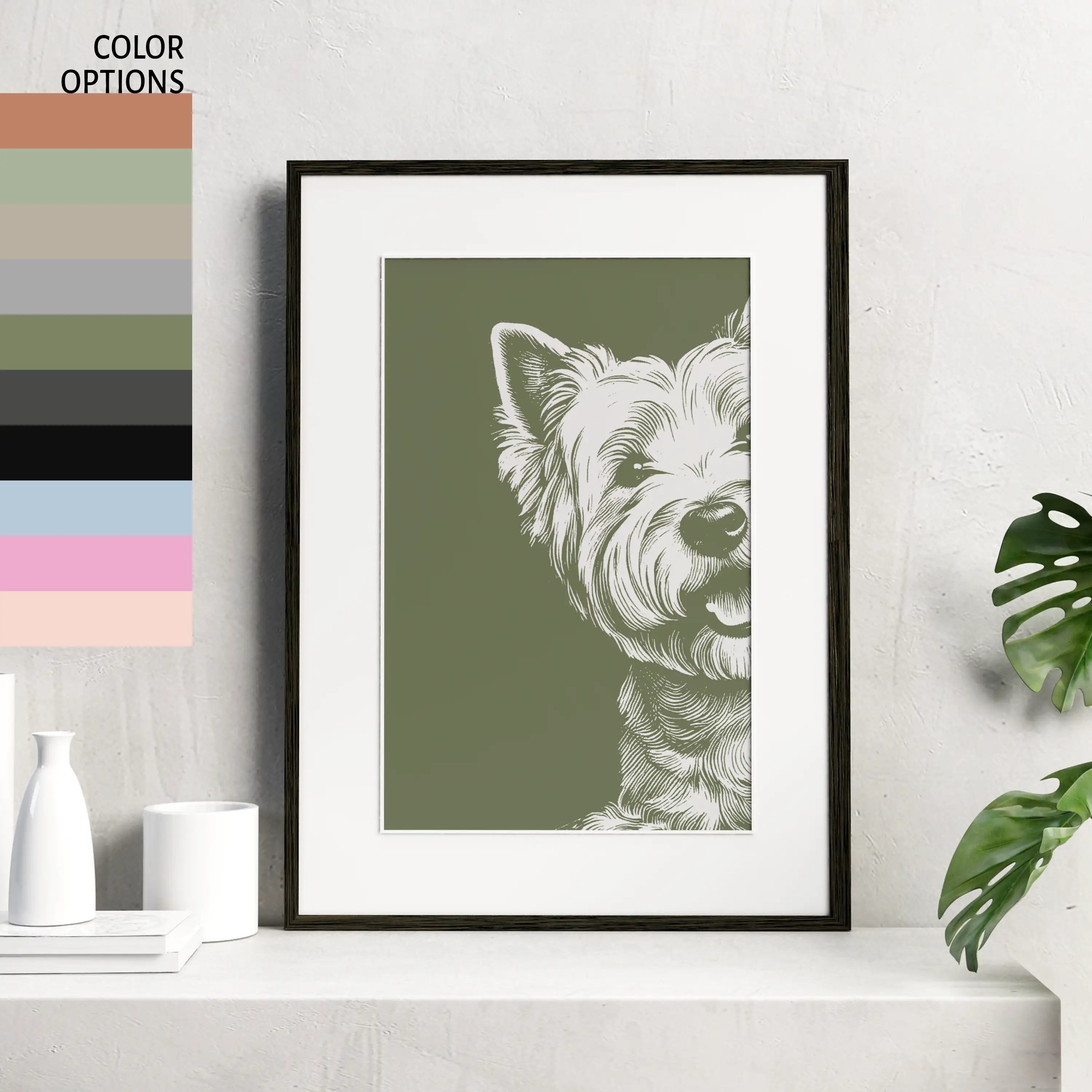 West White Terrier Minimalist Portrait Wall Art