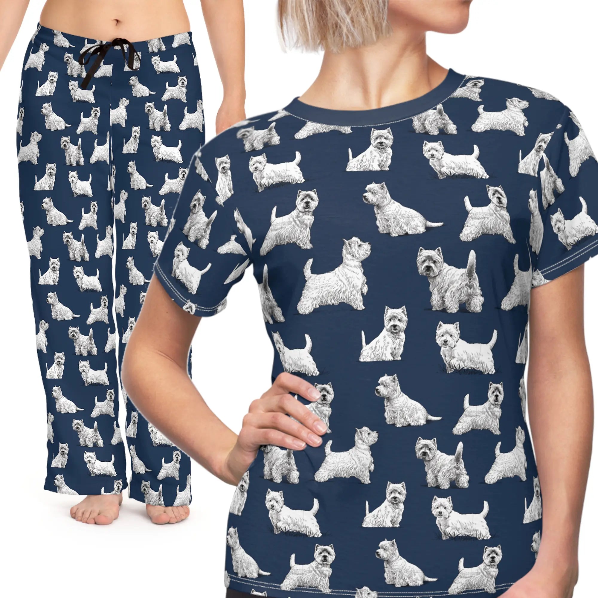 Westie Women's Pajama Pants and Cut & Sew Tee