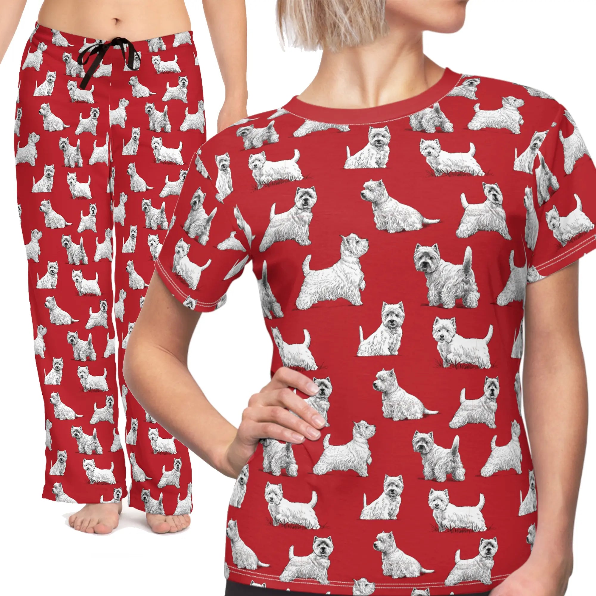 Westie Women's Pajama Pants and Cut & Sew Tee