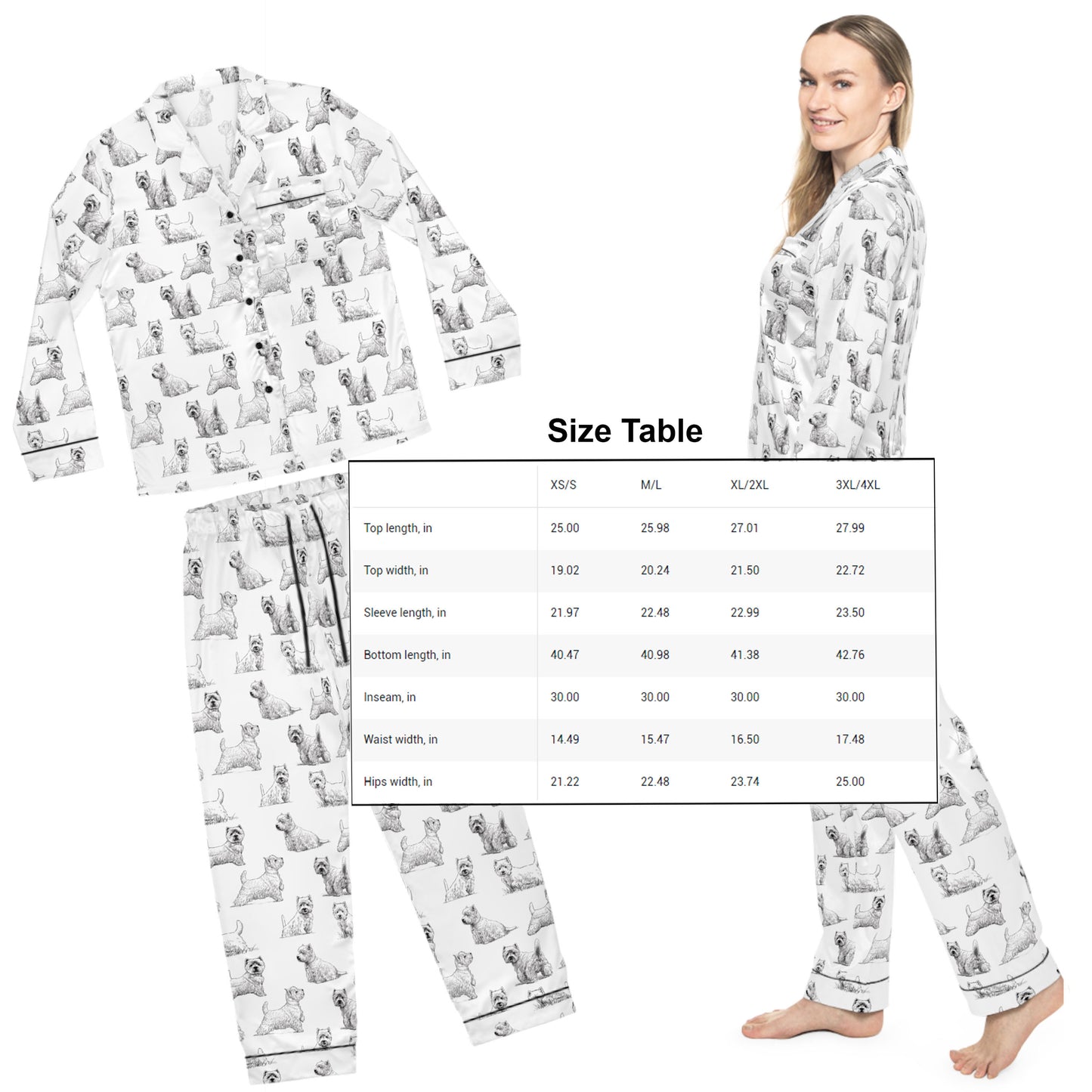 Westie Women's Satin Pajamas