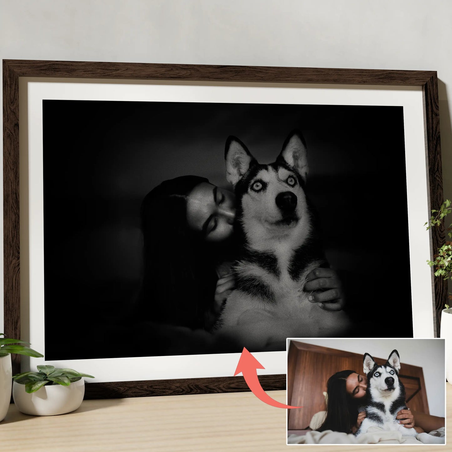 Custom Black and White Pet Portrait